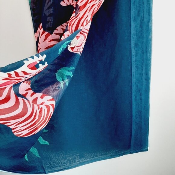 SOCIETY6 Night Race Pink Tiger Sheer Curtain Panel Window Long Light Blue - Picture 5 of 10